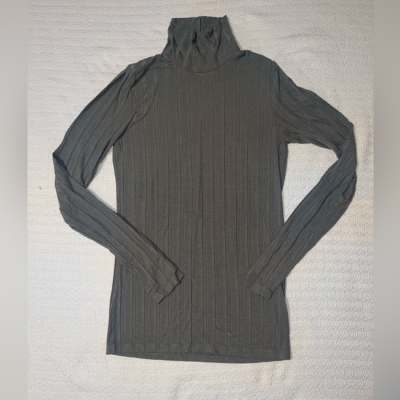 Aritzia Wilfred Free Olive Ribbed Turtleneck - Picture 1 of 5